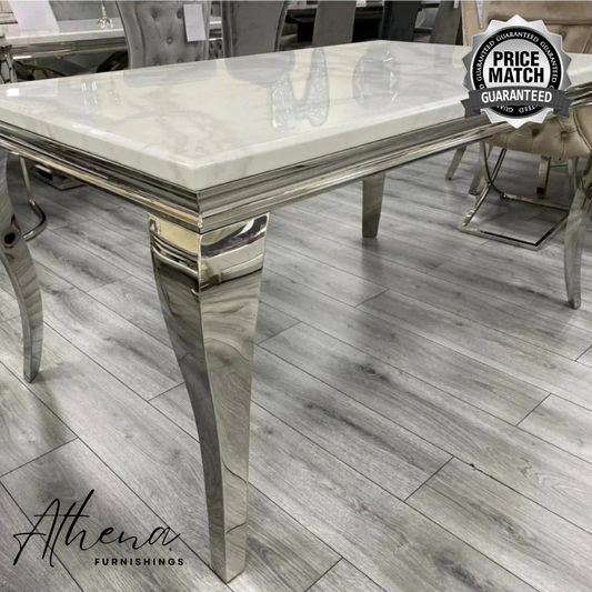 Skipton Chrome White Marble Dining Table