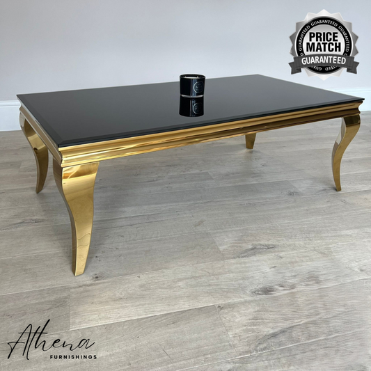 Skipton Gold Black Glass Coffee Table