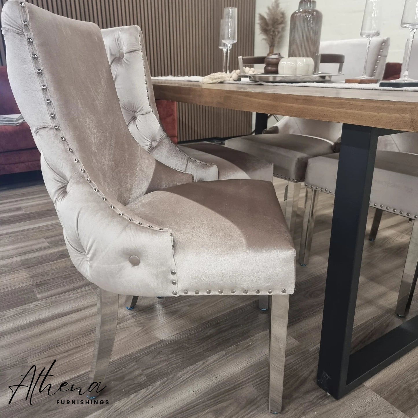 Ludlow Beige Velvet Dining Chairs