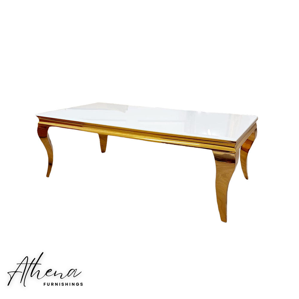 Skipton Gold White Glass Coffee Table