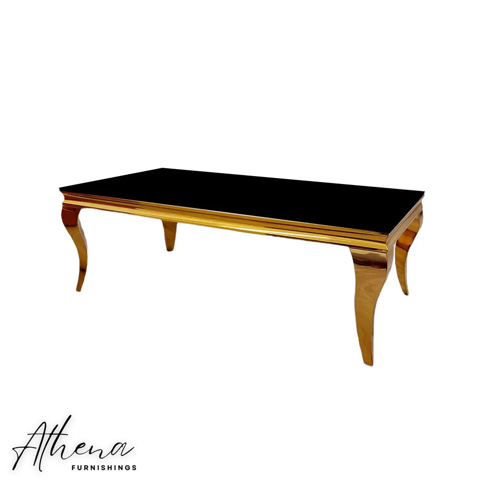 Skipton Gold Black Glass Coffee Table