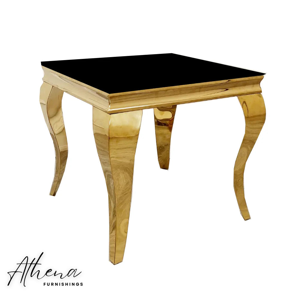 Skipton Gold Black Glass Side Table