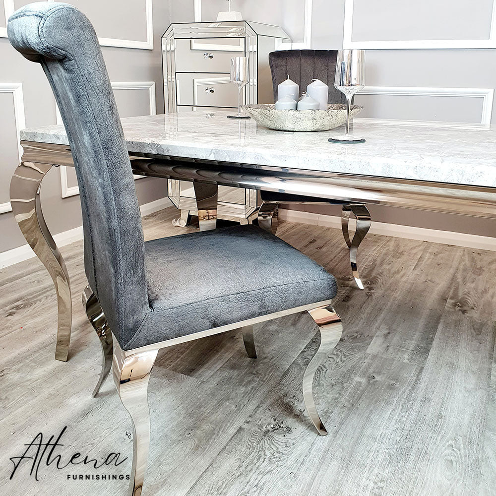 Ripon Dark Grey Leather Dining Chairs