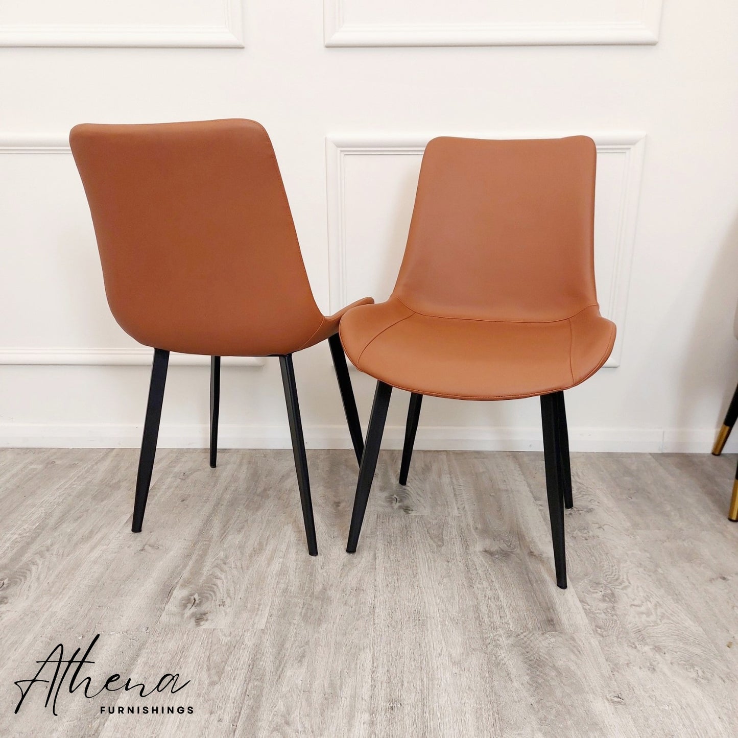 Deal Tan Leather Dining Chairs