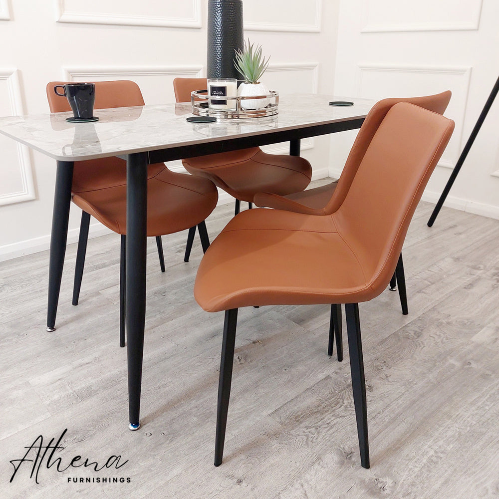 Deal Tan Leather Dining Chairs