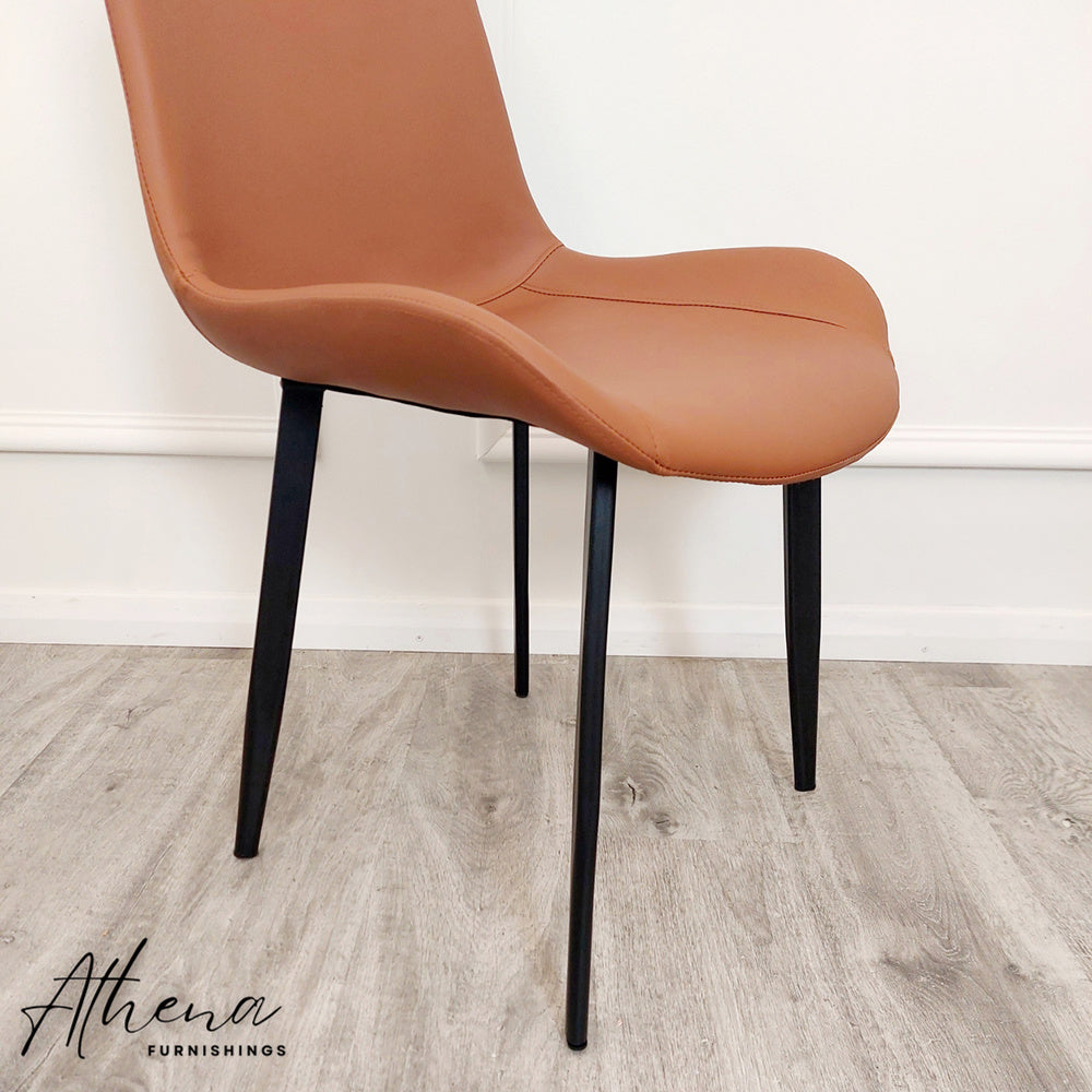 Deal Tan Leather Dining Chairs