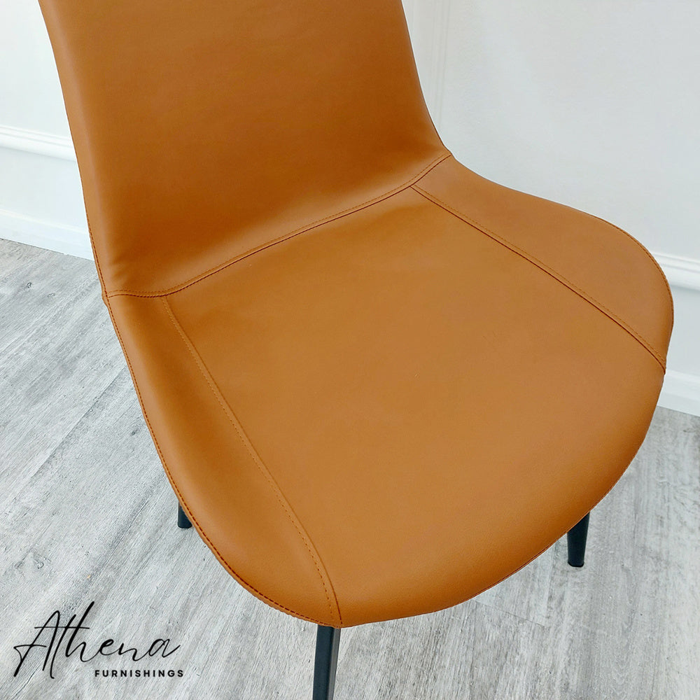 Deal Tan Leather Dining Chairs