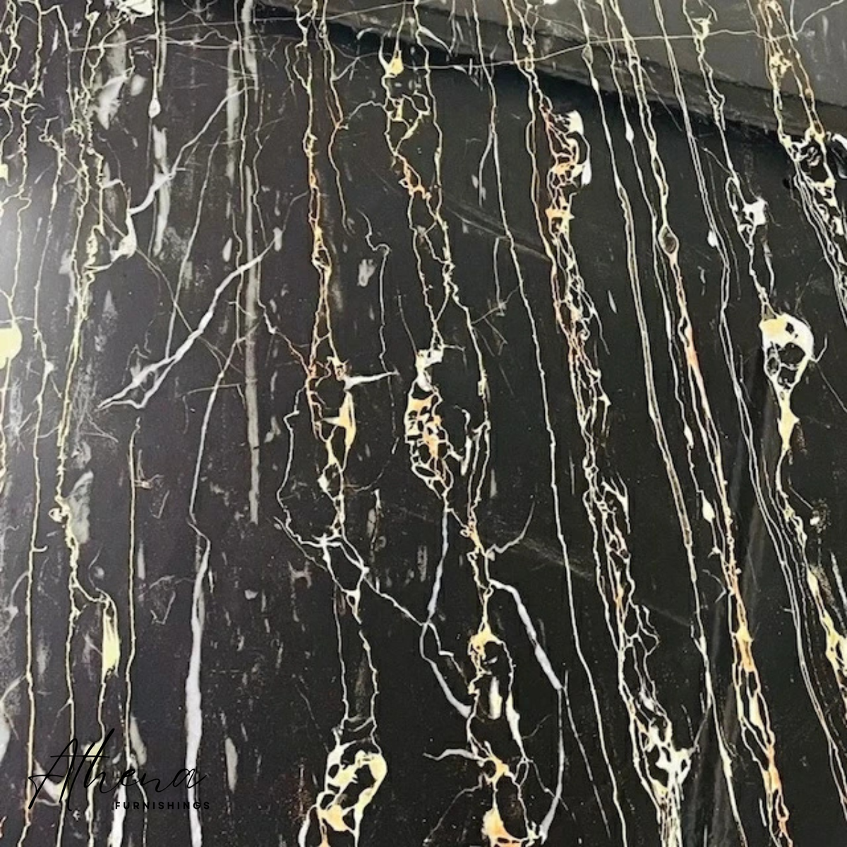 Skipton Chrome Black and Gold Marble Dining Table