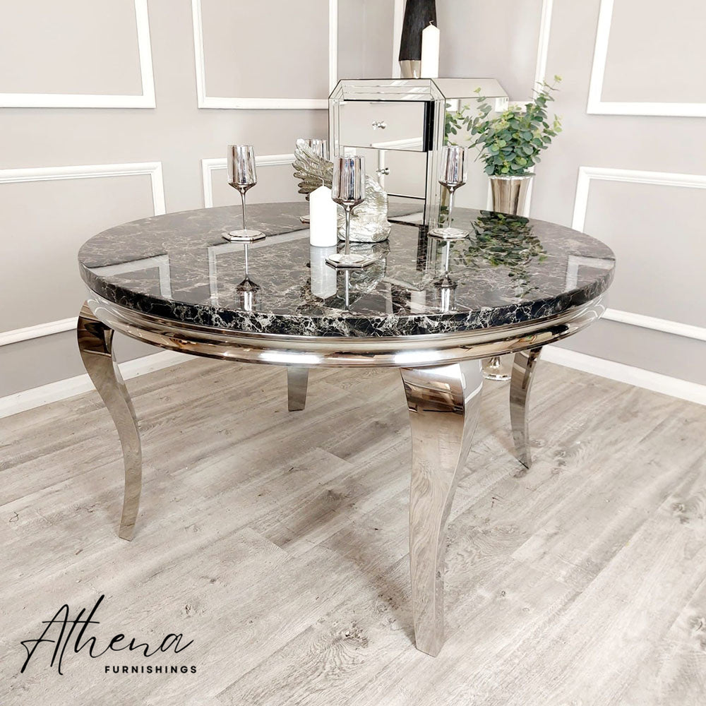 Skipton Circular Chrome Dining Table (Multiple Table Top Options)