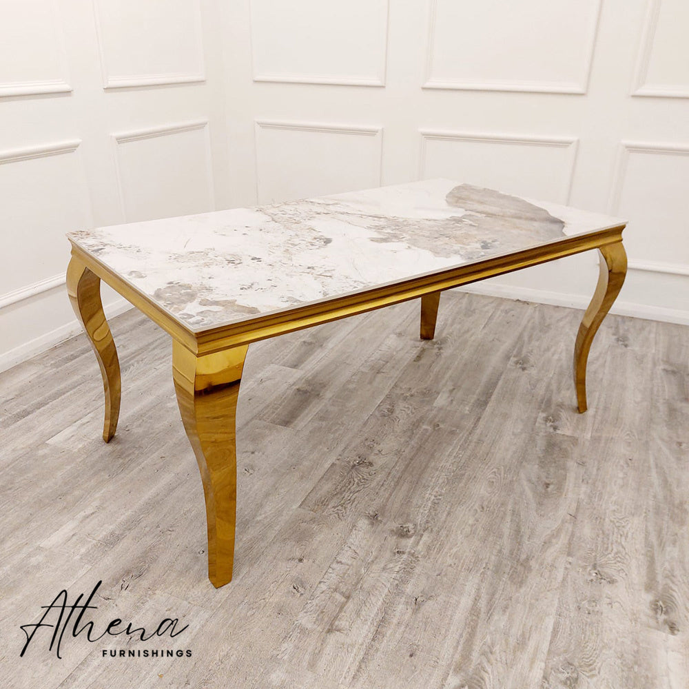 Skipton Gold White Pandora Marble Dining Table