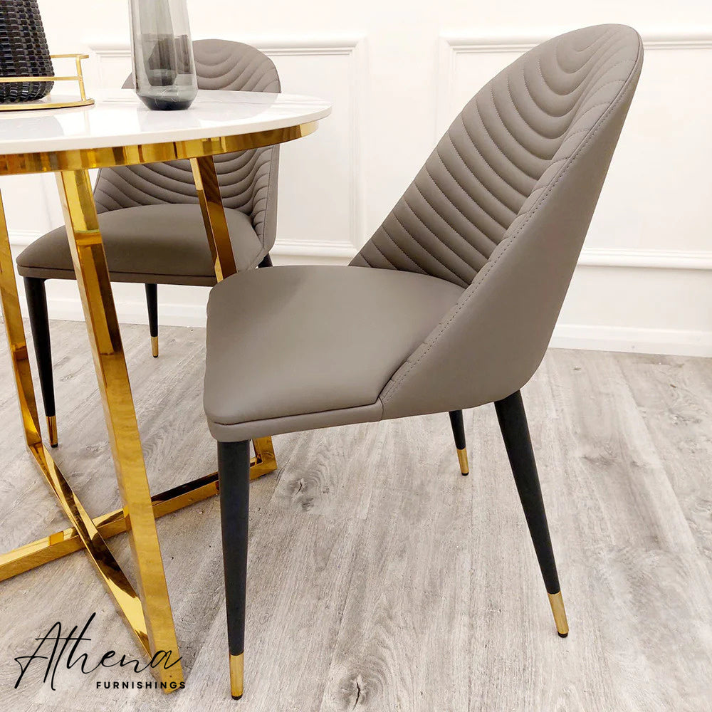 Wells Khaki Leather Dining Chairs