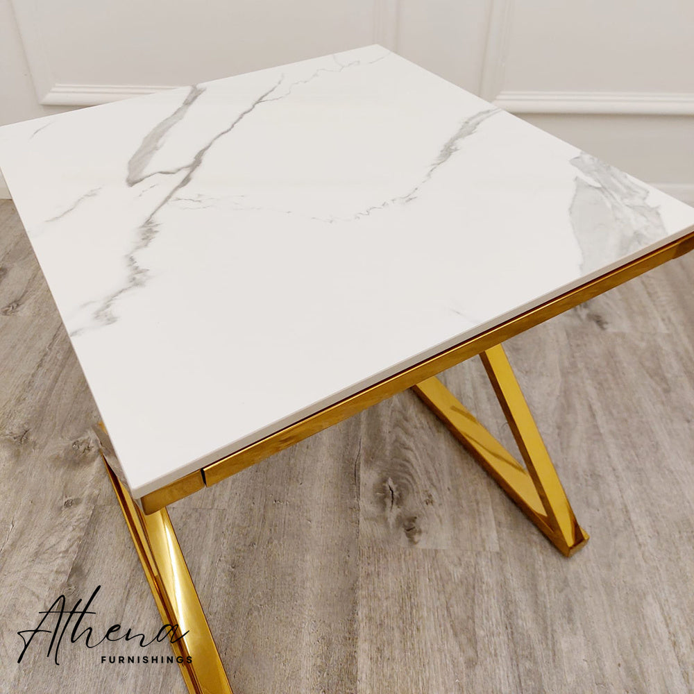 Manchester White Marble Side Table